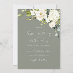 Invitation Sage Champagne Floral Mariage