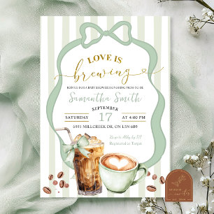 Invitation Sage Coquette Stripes bébé en route Baby Shower