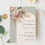 Invitation Sage crème verte rose pampas herbe arche mariage<br><div class="desc">Donnez le ton pour votre journée spéciale avec cette élégante invitation de mariage. Avec un arrière - plan vert sauge, un cadre en arc de cercle crème et beige, il est joliment décoré de roses terreux et muets, de verdure d’eucalyptus et d’herbe à la pampa, pour une sensation naturelle et...</div>