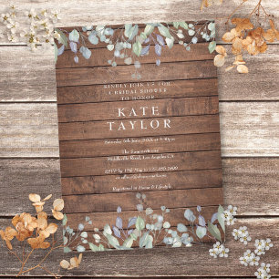 Invitation Sage en bois rustique et Lilac Floral Baby Shower