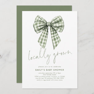 Invitation Sage En vichy Coquette Baby shower cultivé localem