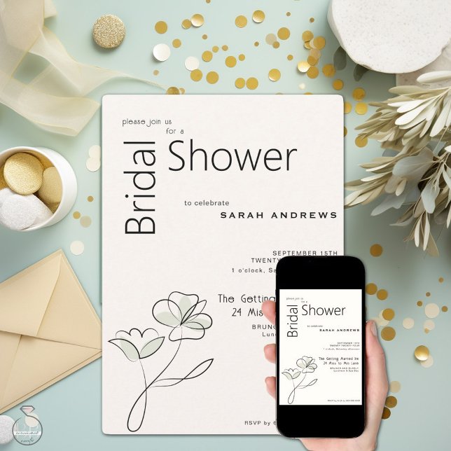 Invitation Sage et bouffée minimaliste florale moderne (Créateur téléchargé)