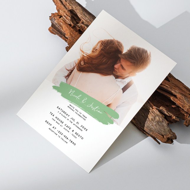 Invitation Sage et brosse modernes : Mariage personnalisé (Modern Sage & Brushstroke: Personalized Wedding Invitation)