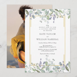 Invitation Sage et floral mariage couple lavande Shower Photo