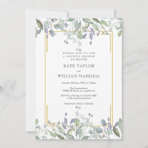 Invitation Sage et Lilac Fleurs Mariage Couple Baby Shower