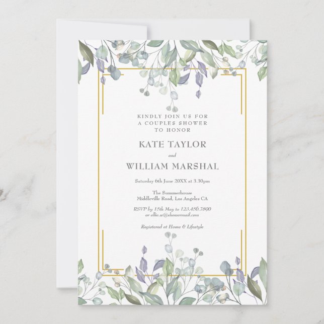 Invitation Sage et mariage floral de lilas couples Shower (Devant)