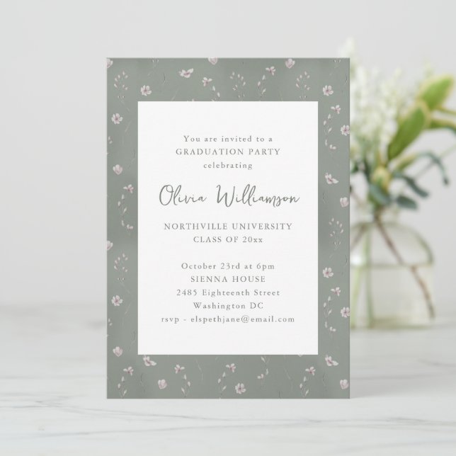 Invitation Sage Eucalyptus Botanical Graduation Party (Debout devant)