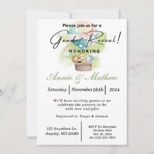 Invitation Sage Genre Révéler Safari animal dans une boule d'