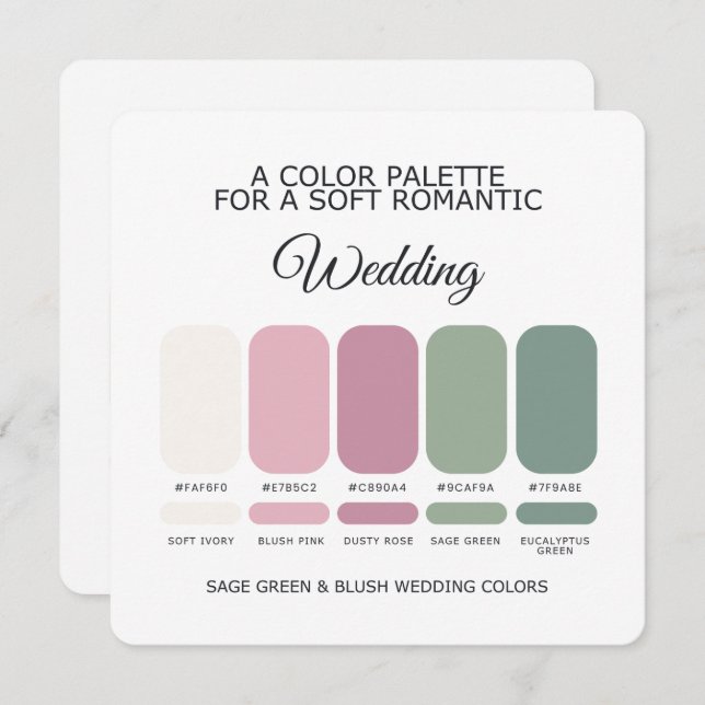 Invitation Sage Green and Blush Wedding Color Palette Card (Devant / Derrière)