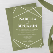 Sage Green and White Geometric Typography Wedding