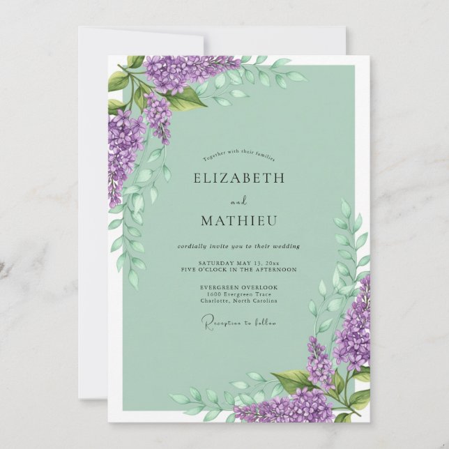 Invitation Sage Green Angelic Spring Wedding (Devant)