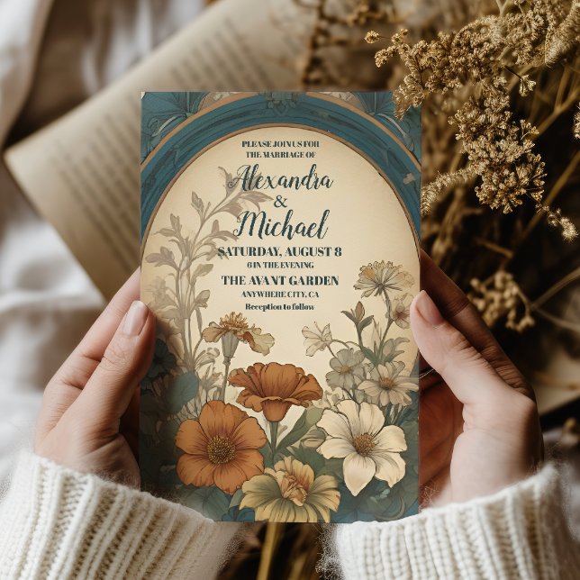 Invitation Sage Green Art Nouveau Alphonse Mucha Mariage (Créateur téléchargé)