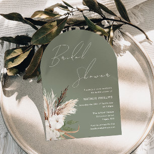 Invitation Sage Green Boho Arch White Floral Fête des mariées