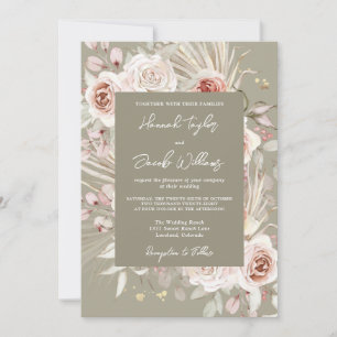 Invitation Sage Green Boho Chic Rustic Floral Mariage