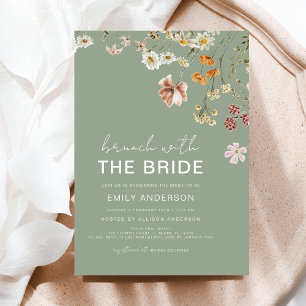 Invitation Sage Green Boho Floral Fleur sauvage Brunch nuptia