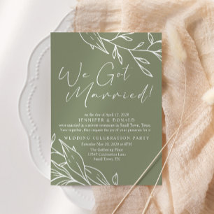 Invitation Sage Green Boho Flower Mariage vient de se marier