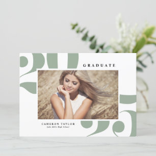 Invitation Sage Green Bold Typographie 2023 Diplôme Photo