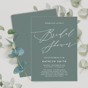 Invitation Sage Green Botanical Elegant Script Fête des marié