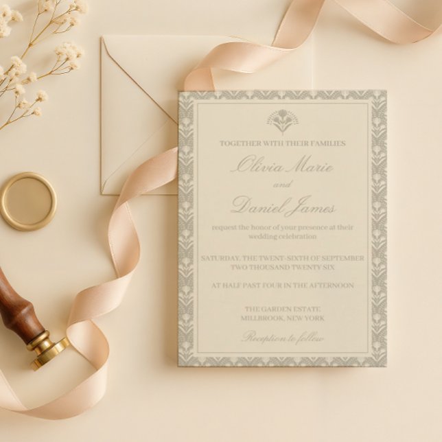 Invitation Sage Green Botanical Heirloom Wedding  (Créateur téléchargé)