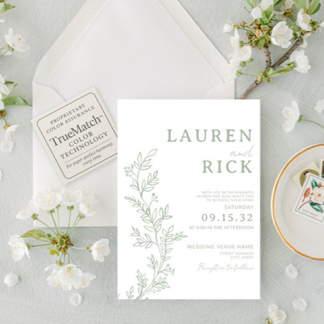 Invitation Sage Green Botanical Line Art Greenery Mariage (Créateur téléchargé)
