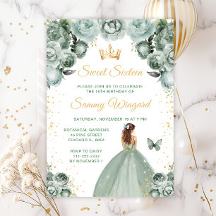 Invitation Sage Green Brun Princesse Sweet Seize