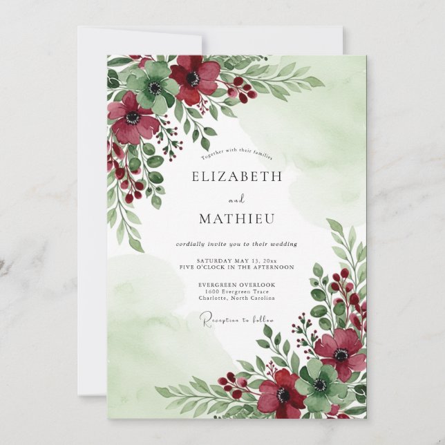 Invitation Sage Green Captivating Winter Wedding (Devant)