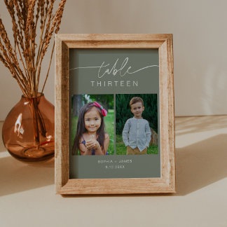 Invitation SAGE Green Childhood Photos Numéro de tableau Cart