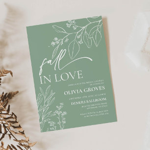 Invitation Sage Green Chute en Amour Douche nuptiale Invitati