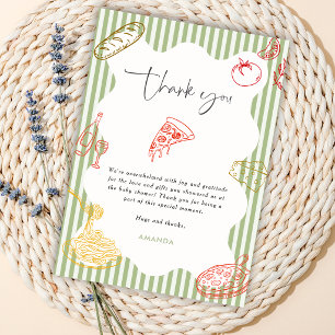Invitation Sage Green Ciao Bébé Fête de Naissance Pizza Itali