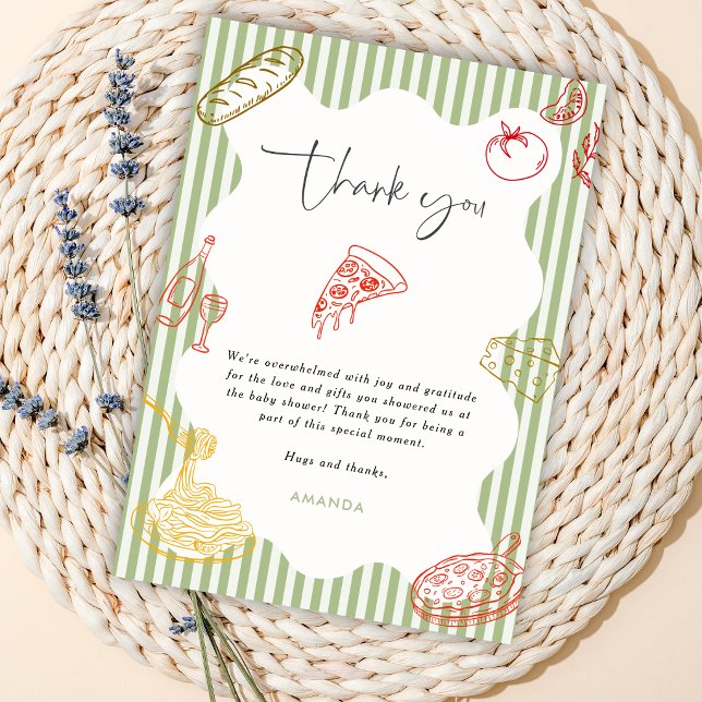 Invitation Sage Green Ciao Bébé Fête de Naissance Pizza Itali (Créateur téléchargé)