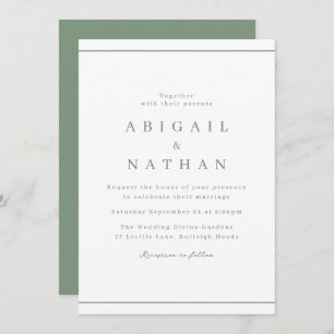 Invitation Sage Green Classic Élégant minimaliste Mariage