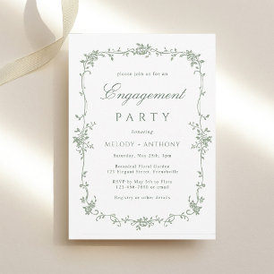Invitation Sage Green Classic Fête d'Engagement Floral França