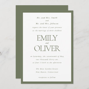 Invitation Sage Green Classic Frame Mariage Parents Hôte