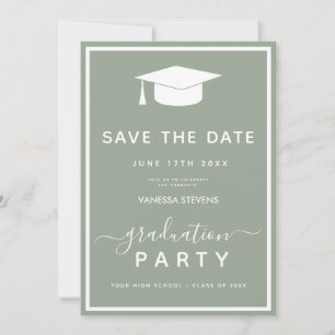 Invitation Sage Green Classic Graduation Enregistrer la date