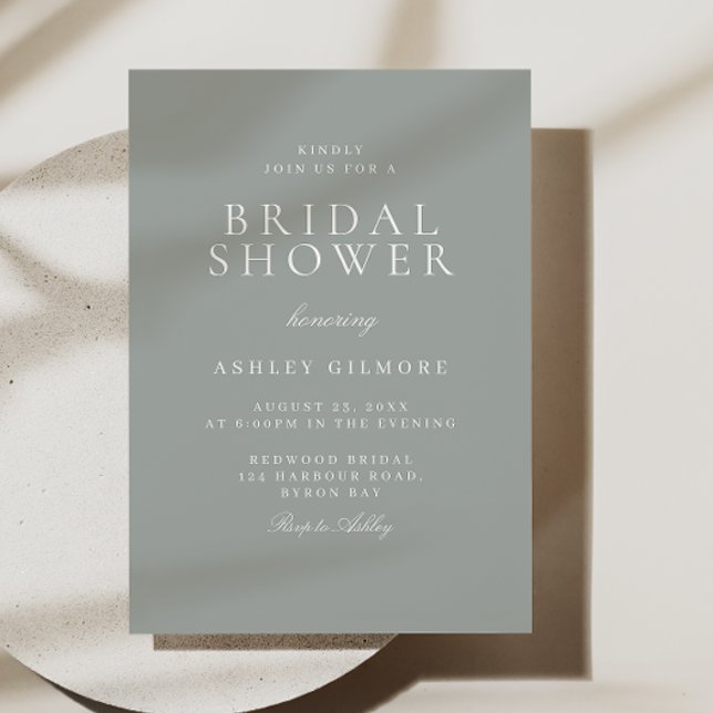 Invitation Sage Green Classic Minimal Fête des mariées modern (Créateur téléchargé)