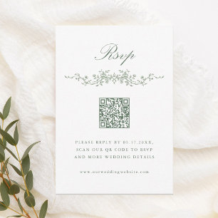 Invitation Sage Green Classique Français Floral Wedding RSVP