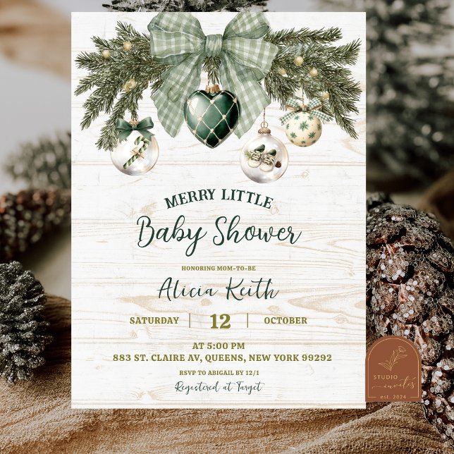 Invitation Sage Green Country Rustic Winter Baby Shower (Créateur téléchargé)