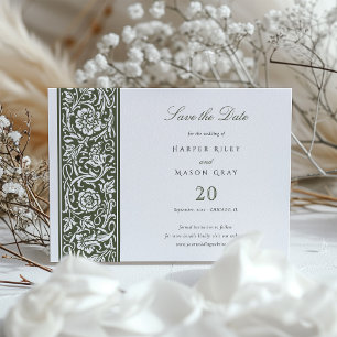 Invitation Sage Green Cream William Morris Enregistrer la dat