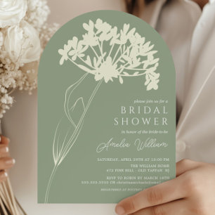 Invitation Sage Green & Crème Moderne Fête des mariées Floral