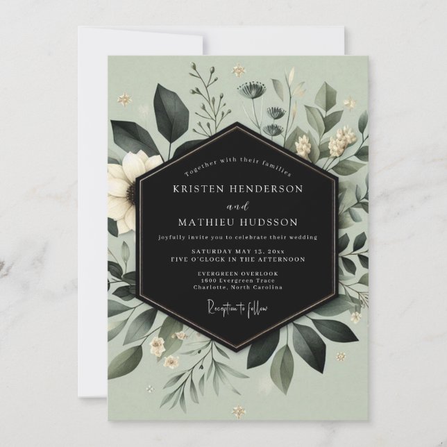 Invitation Sage Green Cultivated Botanical Wedding (Devant)