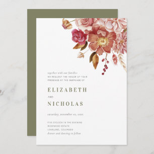 Invitation Sage Green Elegant Aquarelle Floral Mariage