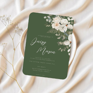 Invitation Sage Green - Elégant Blanc Floral mariage