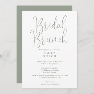 Invitation Sage Green Élégant Script Bridal Bunch Douche