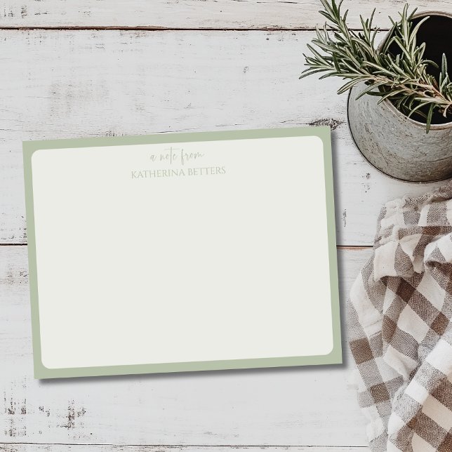 Invitation Sage Green Elegant Simple Statnionery Note Card (Créateur téléchargé)