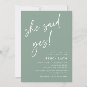 Invitation Sage Green Elle a Dit Oui Photo de Baby Shower de