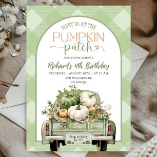 Invitation Sage Green En vichy Automne Citrouille Patch Anniv