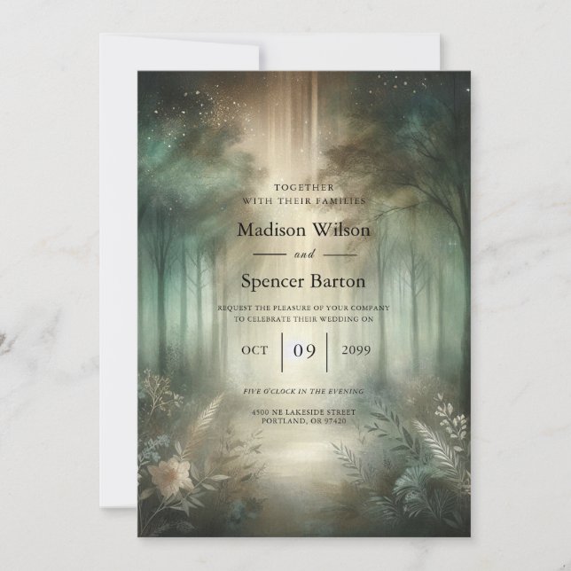 Invitation Sage Green Enchanted Forest Radiance Wedding (Devant)