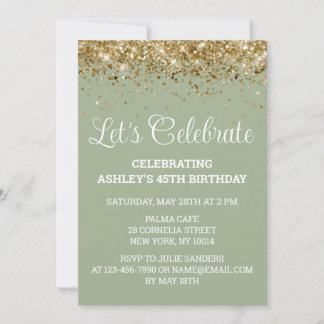 Invitation Sage Green et Gold 45e anniversaire Fêtons