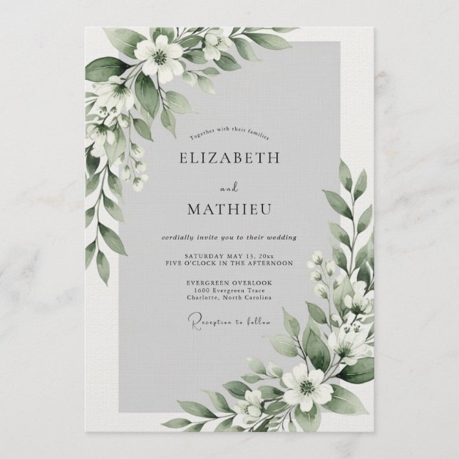 Invitation Sage Green Ethereal Blossom Wedding (Devant)