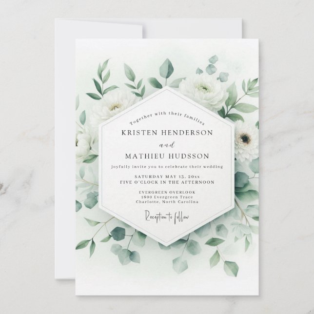 Invitation Sage Green Ethereal Botanical Wedding (Devant)